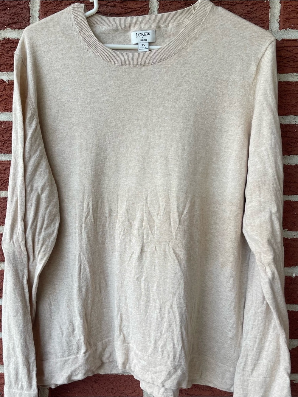 J.Crew Women’s Long-Sleeve Crewneck Shirt - Beige Size XXL